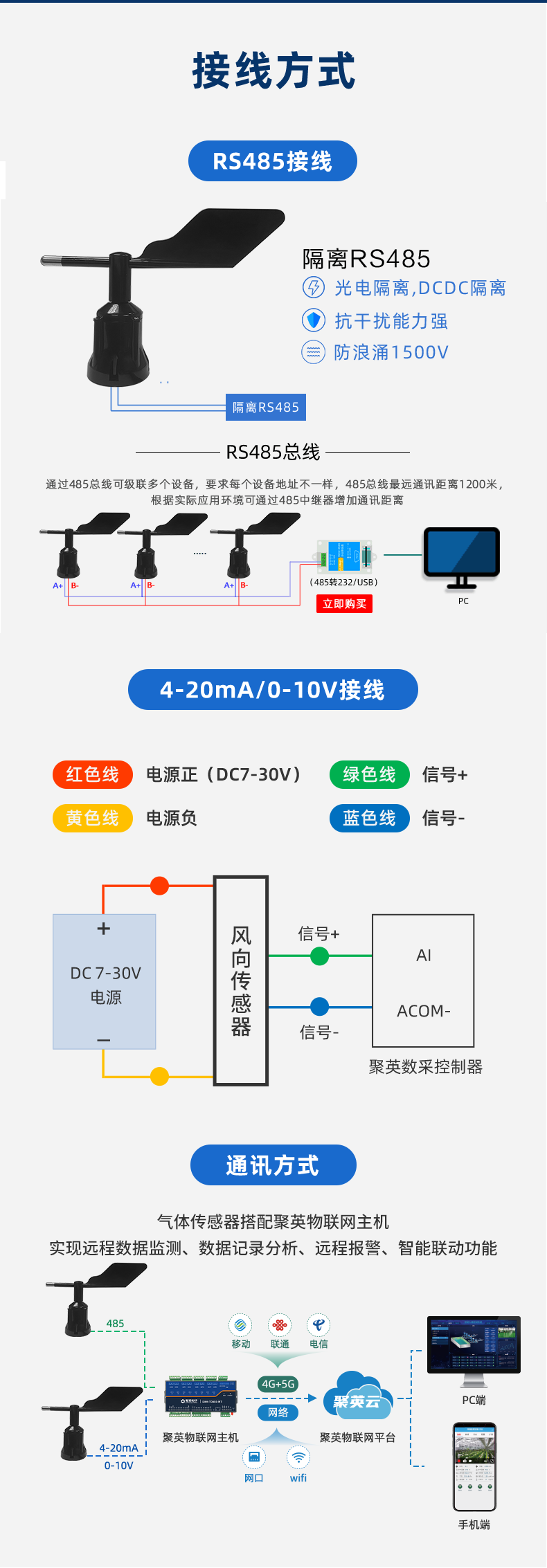 风向传感器接线方式