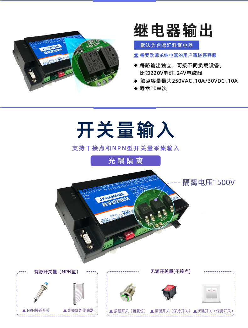 聚英8888系列继电器智能自控模块开关量输入