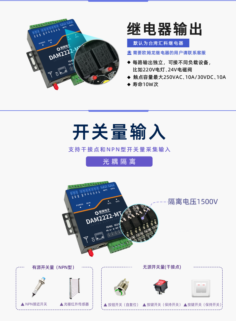 DAM-T2222-MT 工业级数采控制器开关量输入