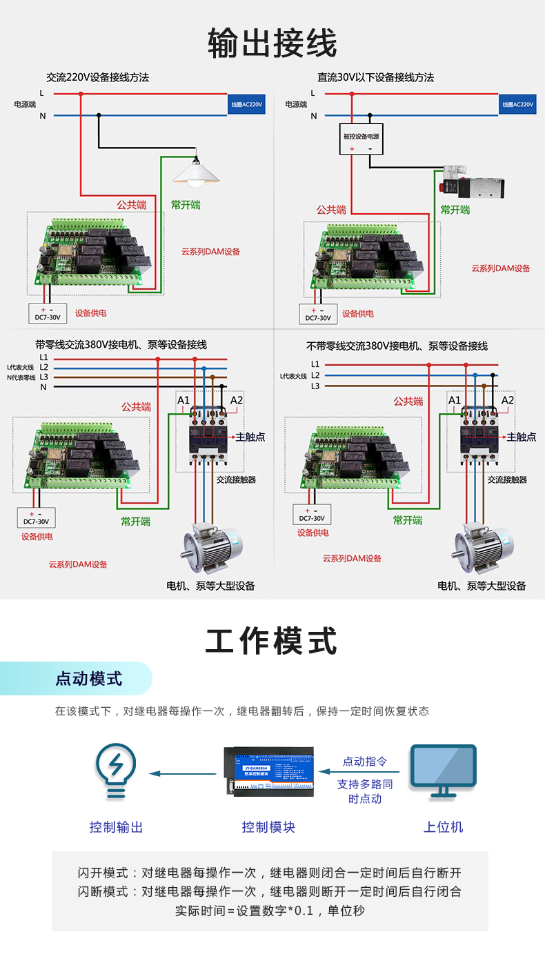 云平台 DAM-8884 远程数采控制器输出接线