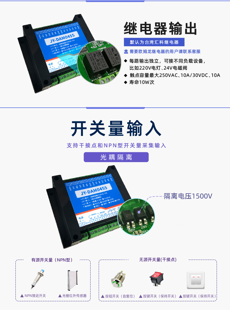 DAM-0455 工业级数采控制器开关量输入