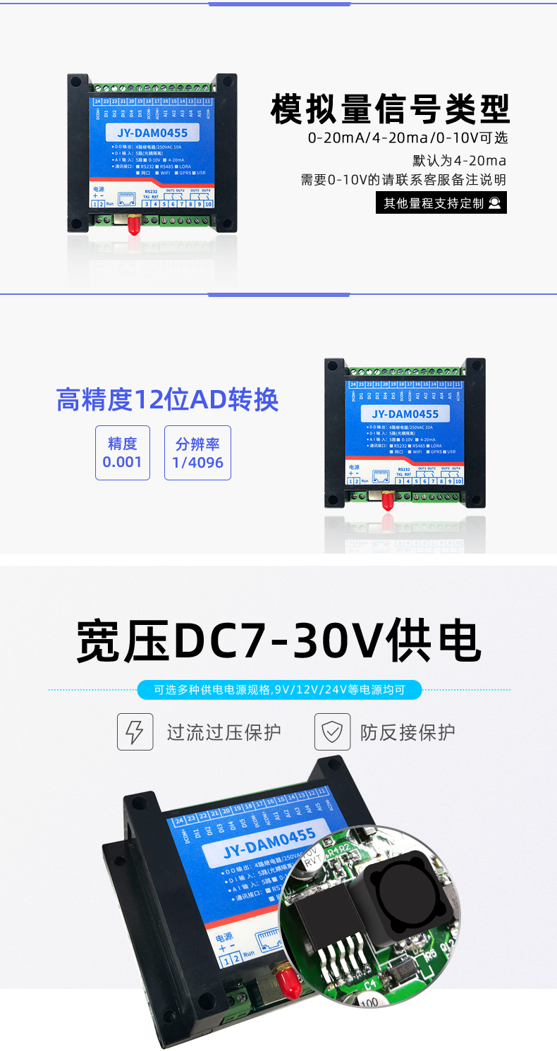 DAM-0455 工业级网络控制模块模拟量型号类型