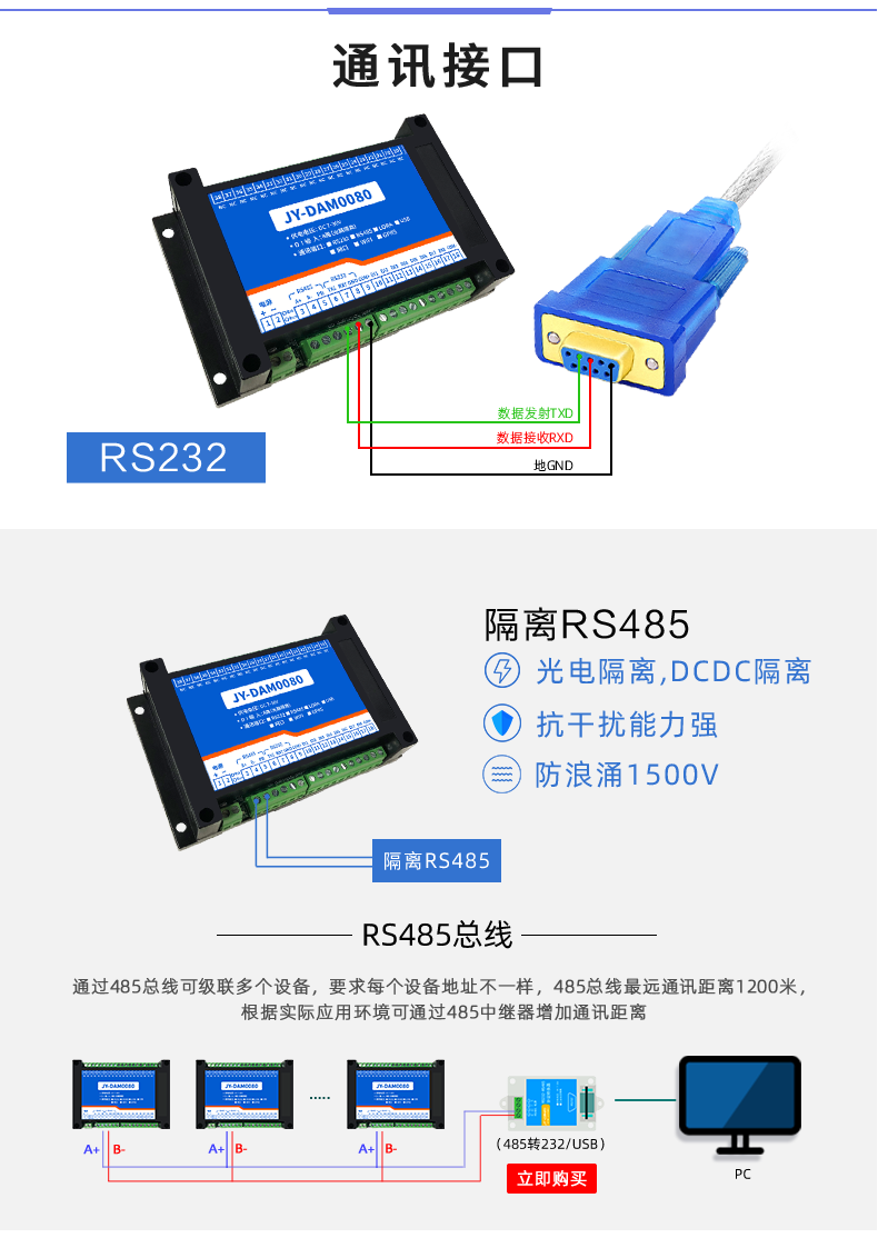 DAM-0080 工业级I/O模块通讯接口