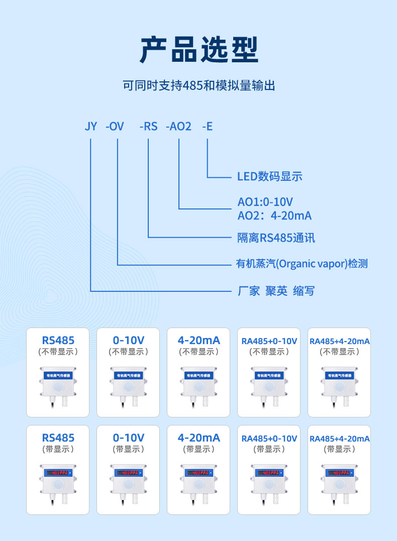 有机蒸气传感器产品选型