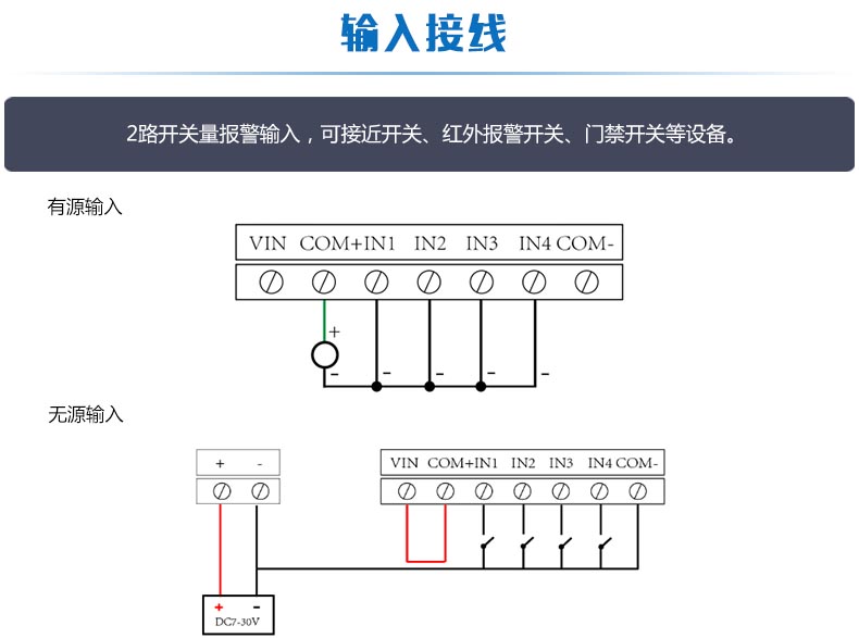 云平台 GPRS-2204-WS 远程控制开关输入接线