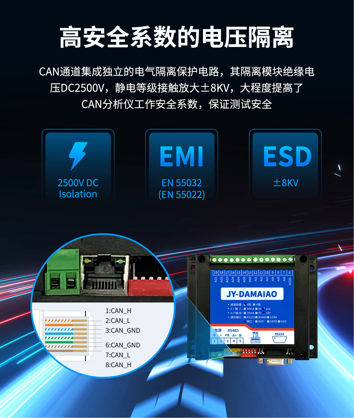 CAN通讯模拟量输入输出模块