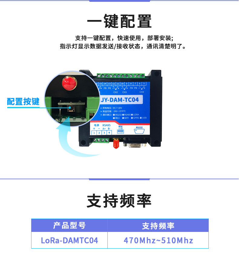 LoRaTC04 LoRa无线测温模块一键配置